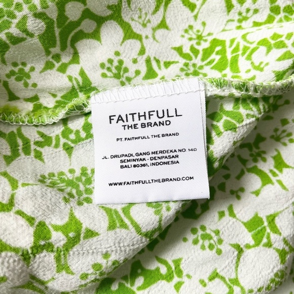 Faithfull the Brand Dress Women’s XS Green White Floral Print Mae Midi Dress - Picture 5 of 8
